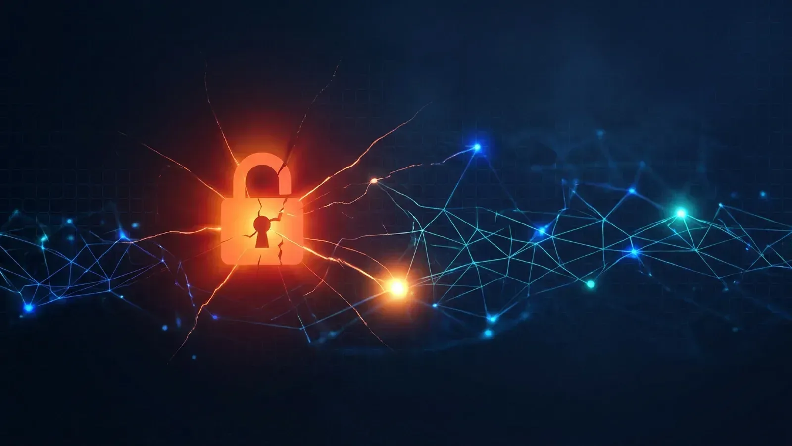CloudKey rapid-response alert: a fractured glowing padlock over a dark network mesh, marking an actively exploited vulnerability